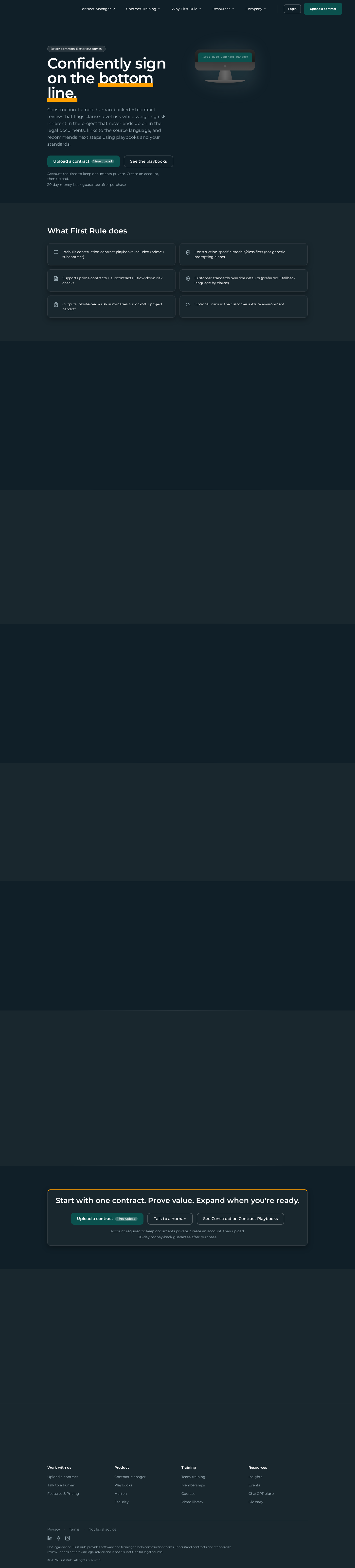 Screenshot of the First Rule Contract Manager homepage